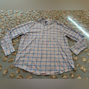 johnnie-O Blue and Orange Plaid Prep-Formance Button Down Shirt